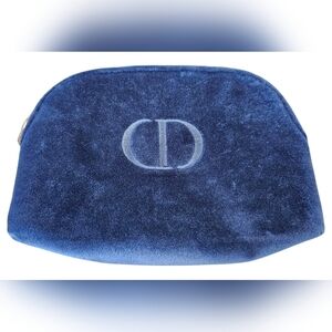 Christian Dior Blue Velvet Cosmetic Pouch With Logo And Sample Parfum, New!